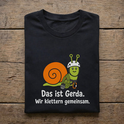 Das ist Gerda. Wir klettern gemeinsam.