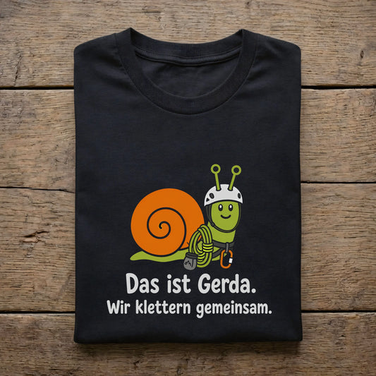 Das ist Gerda. Wir klettern gemeinsam.